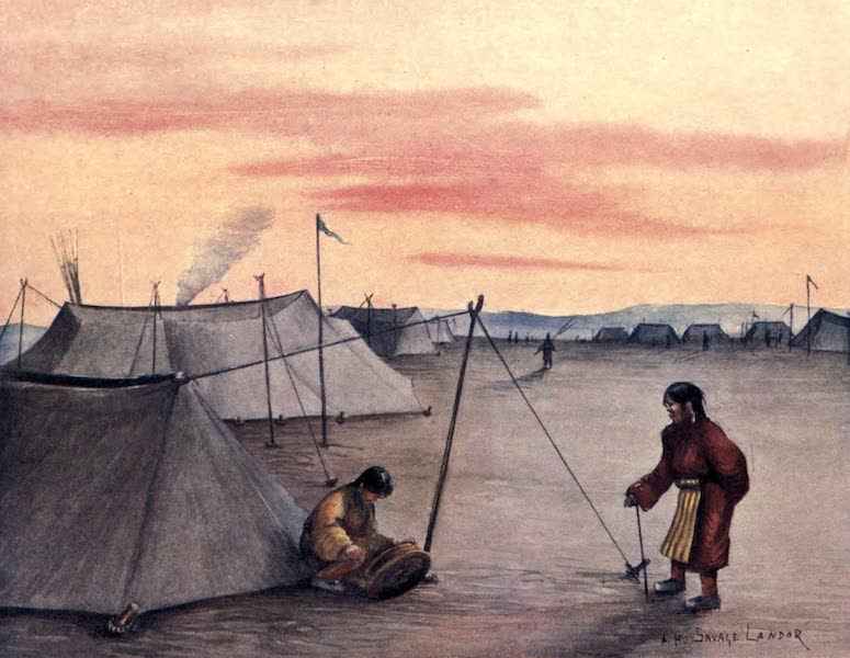 Tibet and Nepal, Painted and Described - A Tibetan Camp of Black Tents (1905)
