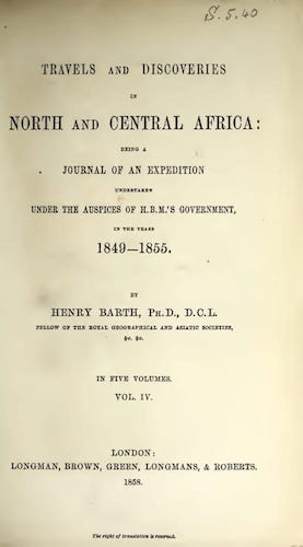 Travels and Discoveries in North and Central Africa Vol. 4 - Title Page