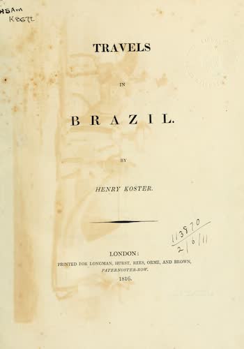 Travels in Brazil - Title Page (1816)