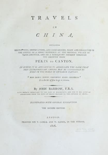 Travels in China - Title Page (1806)