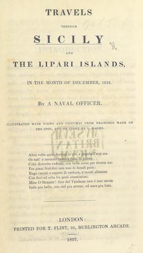 Travels through Sicily, and the Lipari Islands - Title Page