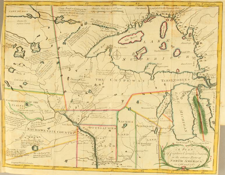 Travels Through the Interior Parts of North America - A Plan of Captain Carver's Travels in the Interior Parts of North America (1781)