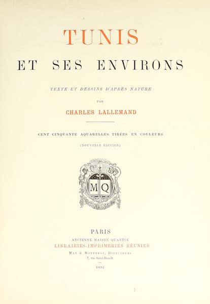 Tunis et ses Environs - Title Page (1892)
