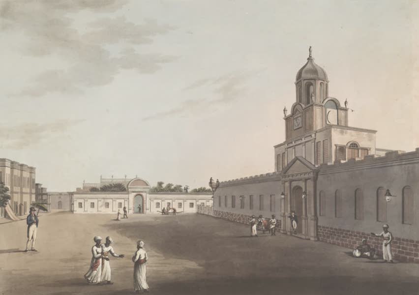 24 Views in Indostan by William Orme - Fort Square, from the South Side of the Parade, Fort St. George (1802)
