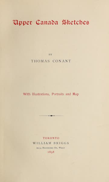 Upper Canada Sketches - Title Page (1898)