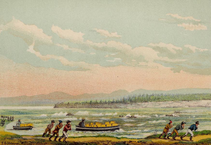 Upper Canada Sketches - Durham Boats ascending river St. Lawrence with goods for Indian fur trading. (1898)