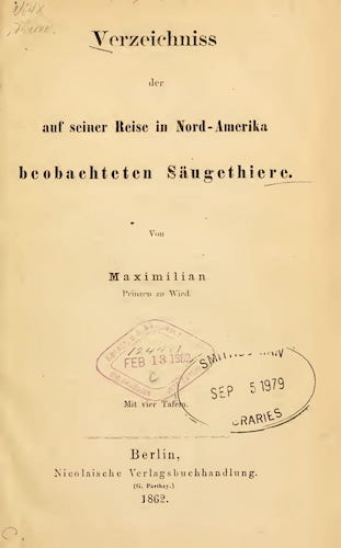 American Southwest - Verzeichniss der auf Seiner Reise in Nord-Amerika