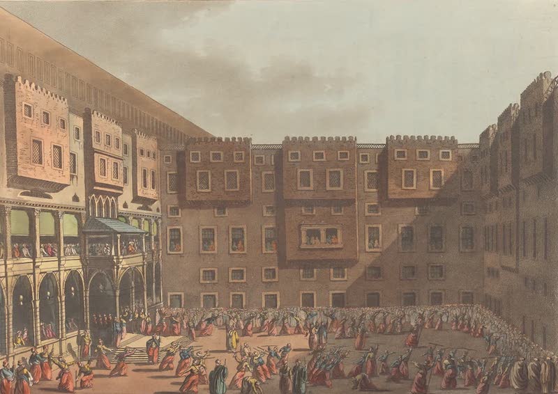 Views in Egypt - Mamalukes Exercising in the Square of Mourad Bey's Palace (1801)
