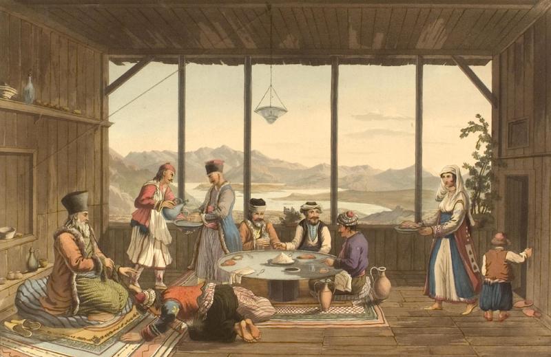 Views in Greece - Dinner at Crisso (1821)
