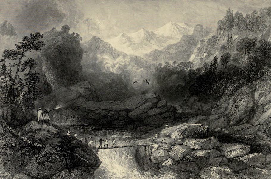 Views in India, chiefly among the Himalaya Mountains - Crossing by a Sangha, near Jumnootree (1836)