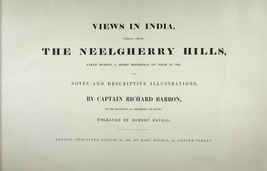 Views in India, Chiefly Among the Neelgherry Hills - Title Page (1837)