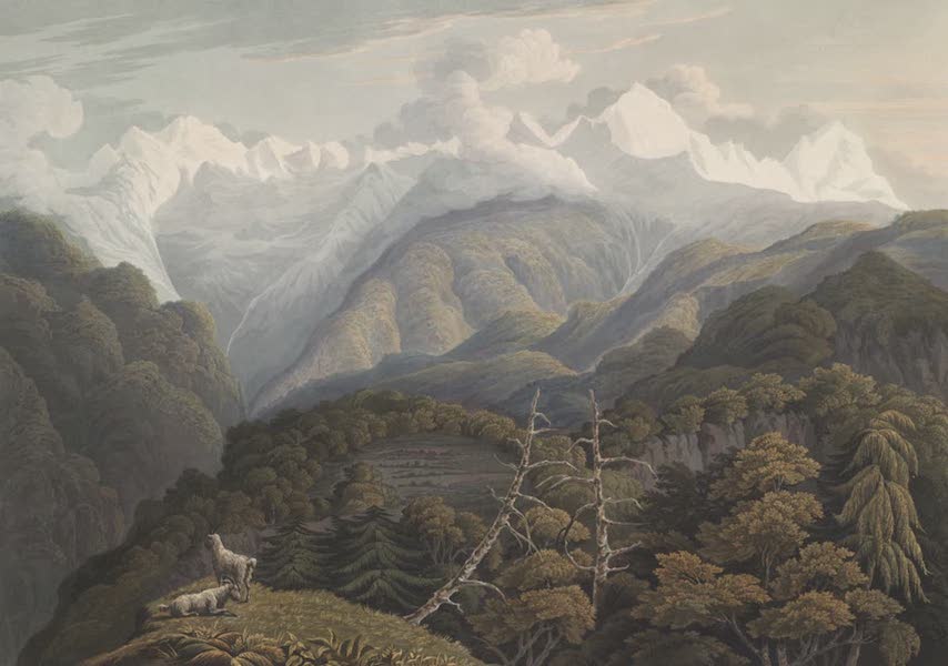 Views in the Himala Mountains - The Valley of the Jumna with Two Grand Peaks of Bunderpooch (1820)