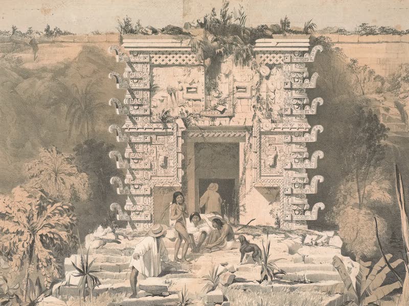 Views of Ancient Monuments in Central America - Gateway of the Great Teocallis, Uxmal (1844)