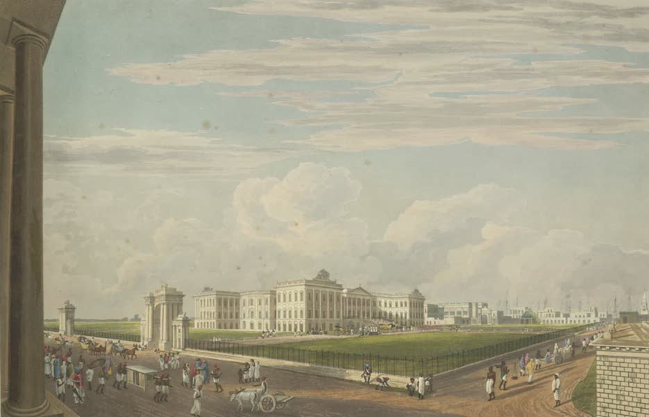 A View of Government House, from the Court House Street, taken from the House of Johnson & Co.