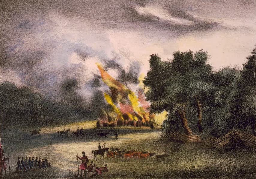 Views of Florida - Burning of the Town Pilak-li-ka-ha by Gen. Eustis (1837)