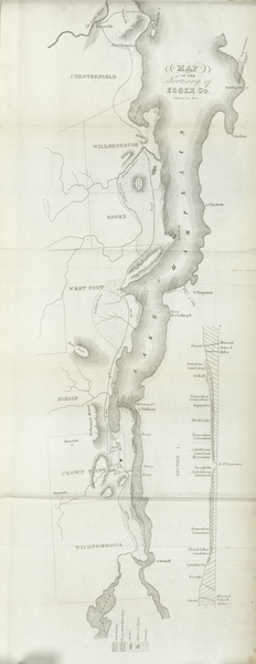 Views of the Adirondack Mountain Region - Map of the Tertiary of Essex Co. (1838)