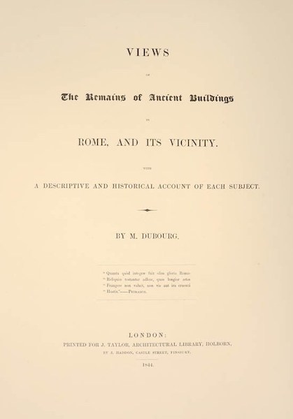 Views of the Remains of Ancient Buildings in Rome - Title Page (1844)