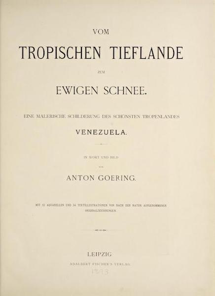 Vom Tropischen Tieflande zum Ewigen Schnee - Title Page (1892)