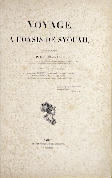 Voyage a l'Oasis de Syouah - Title Page (1823)