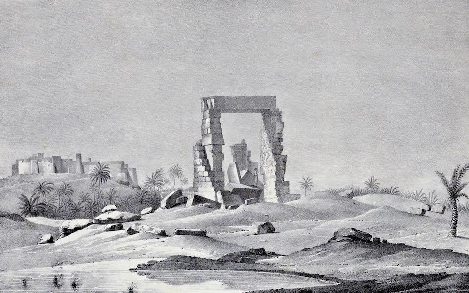 Voyage a l'Oasis de Syouah - Vue des Ruines d'un Temple a Omm-Beydah, Prise du Sud (1823)