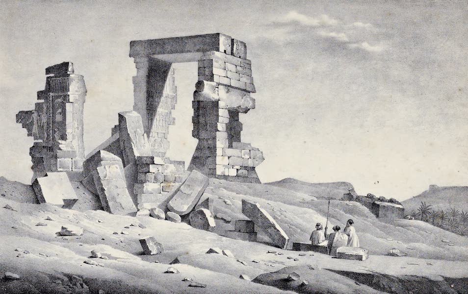 Voyage a l'Oasis de Syouah - Vue des Ruines d'un Temple a Omm-Beydah, Prise du Nord-Quest (1823)