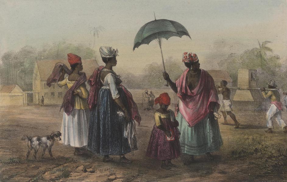Voyage a Surinam - L'Hopital civil et militaire; un malade qu'on porte a l'hopital; negresses et creoles esclaves en grand costume (1839)