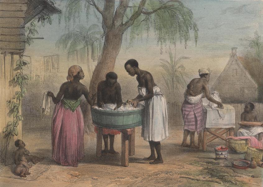 Voyage a Surinam - Negresses occupees a laver du linge; a droite, une negresse occcupee a repasser (1839)