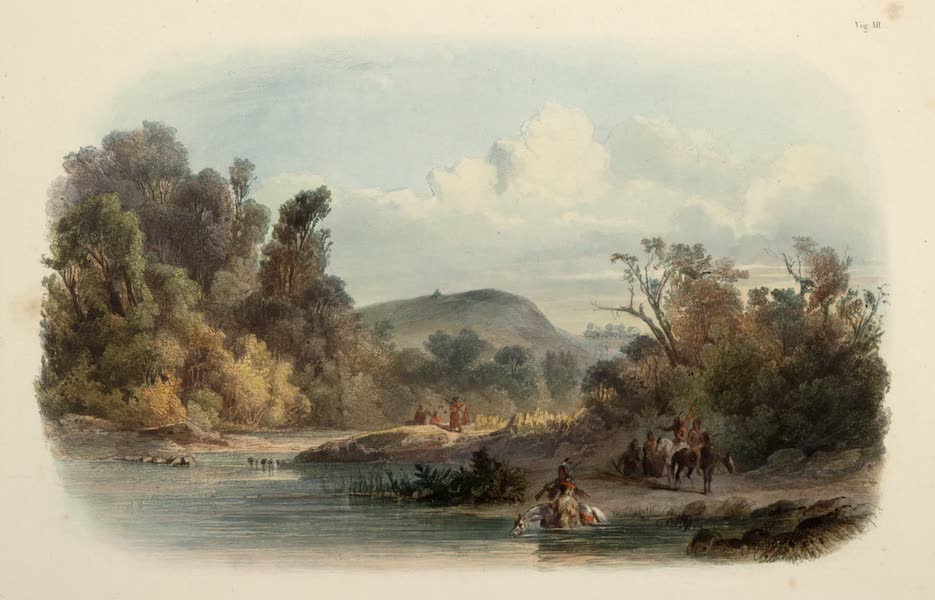 Voyage dans l'Interieur de l'Amerique du Nord Atlas - Waschinga Sahba's Grab auf den Blackbird's Hügeln. / Tombeau de Wachinga Sahba, sur les buttes de lOisea Noir. / Washinga Sahba's grave on Blackbird's Hills. (1840)