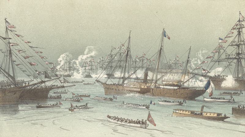 Voyage des Souverains du Canal du Suez - Entree a Port Said du Yacht Imperial L'Aigle and L'Aigle en Rade I (1870)