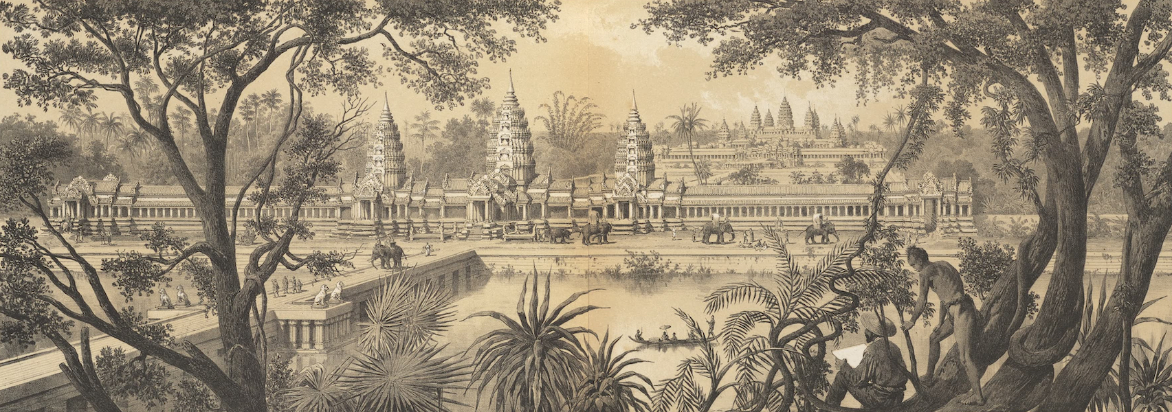 Colonnade de l'Entree Quest et Vue Generale d'Angcor Wat