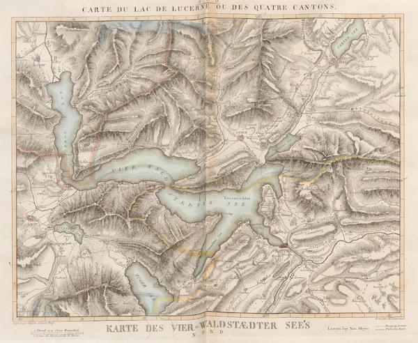 Voyage Pittoresque au Lac des Waldstettes ou des IV Cantons - Carte du Lac de Lucerne ou des Quatre Cantons (1817)