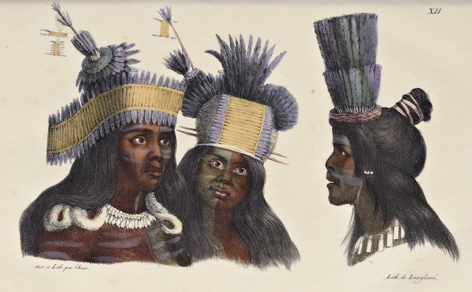 Voyage Pittoresque Autour de Monde - Coiffures de danse des habitans de la Californie (1822)