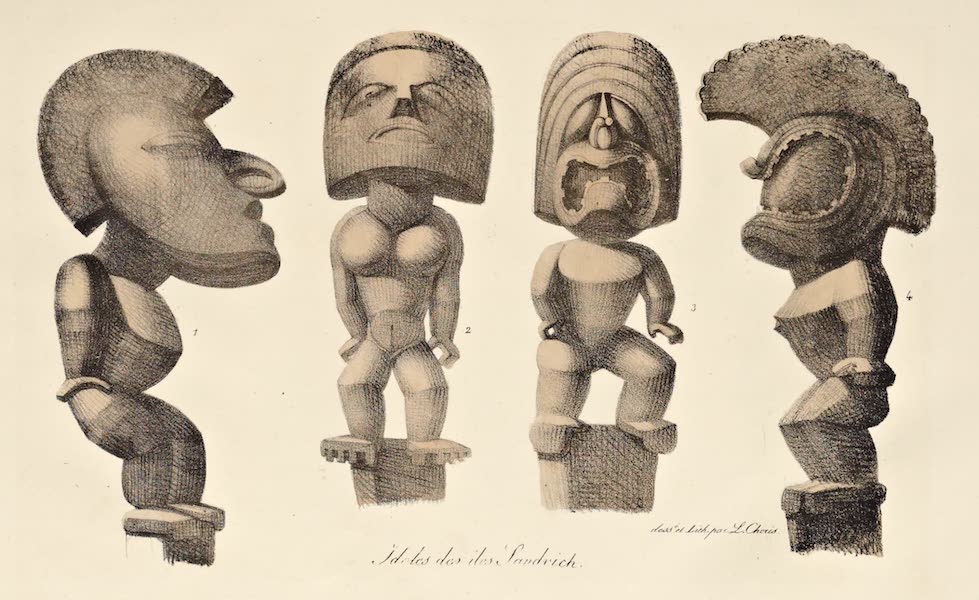 Voyage Pittoresque Autour de Monde - Idoles des isles Sandwich. (4 figs each) (1822)