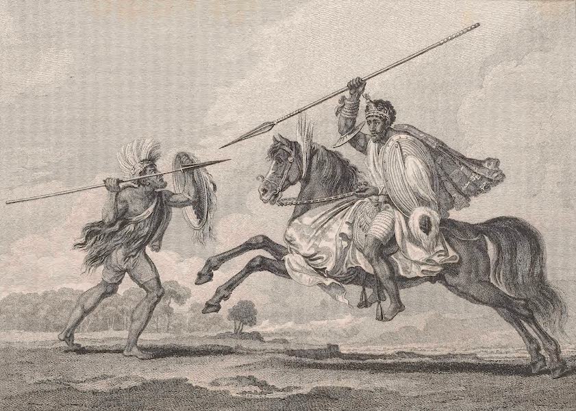 Voyages and Travels to India, Ceylon, the Red Sea, Abyssinia, and Egypt Vol. 3 - Portrait of Rit Aurari Zogo Attacking a Foot Soldier (1809)