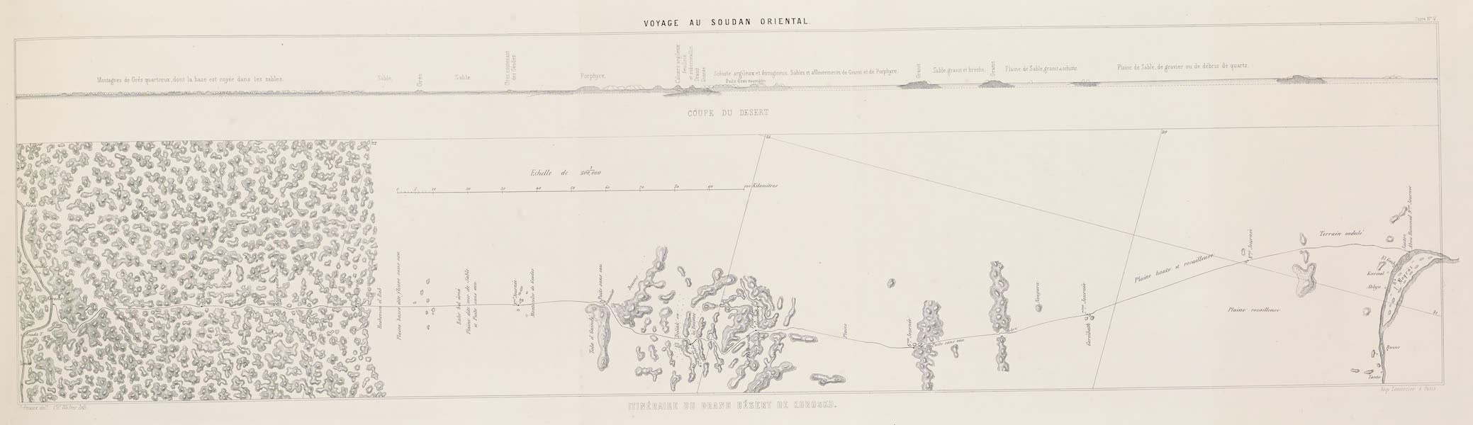 Carte no. 2. Carte de l'itinéraire du grand désert de Korosko.