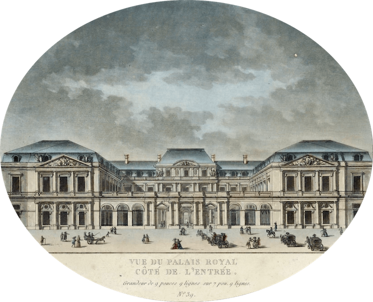 Vues des Plus Beaux Edifices de la Ville de Paris - Vue du Palais Royal Cote de l'Entree (1787)