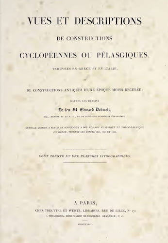 Archaeology - Vues et Descriptions de Constructions Cyclopeennes ou Pelasgiques