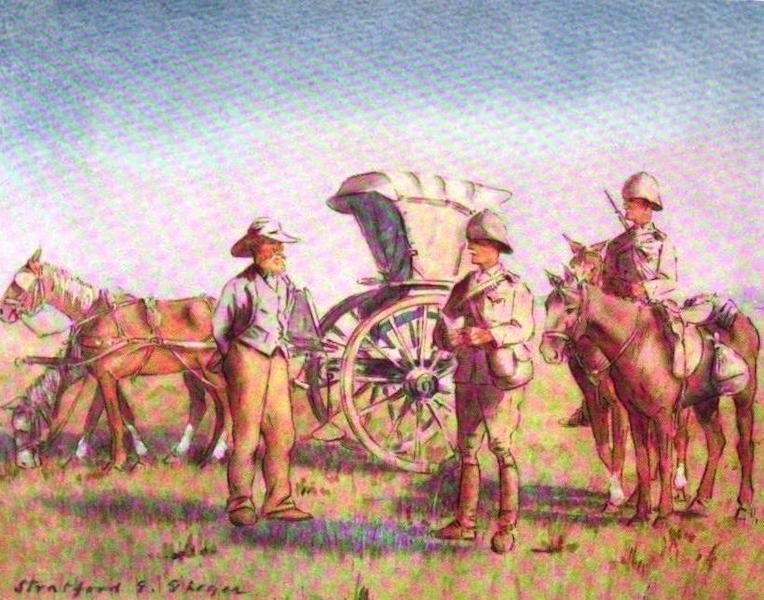 War Sketches in Colour - Examining a Boer's Pass (1903)