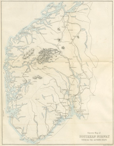 Sketch Map of Southern Norway Showing the Author's Route