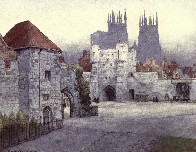 Yorkshire Vales and Wolds Painted and Described - Bootham Bar, York (1908)